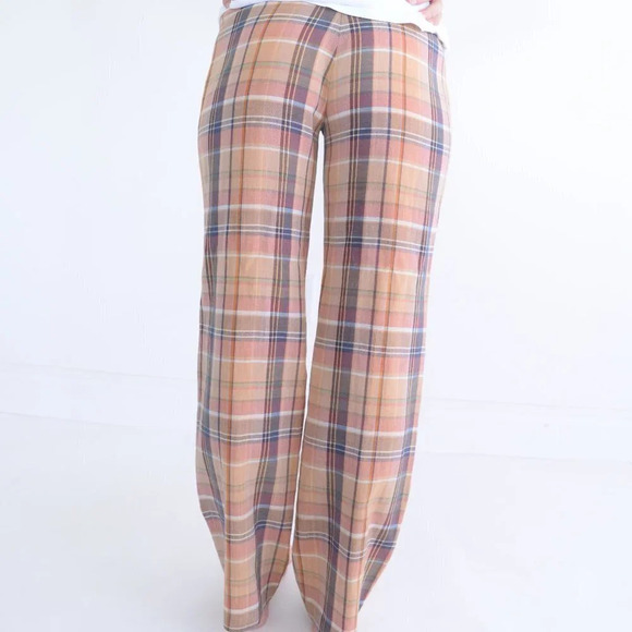 Vintage Genna B by Hidmens  Peach-y Checker Printed Straight Leg Pants - Picture 4 of 15